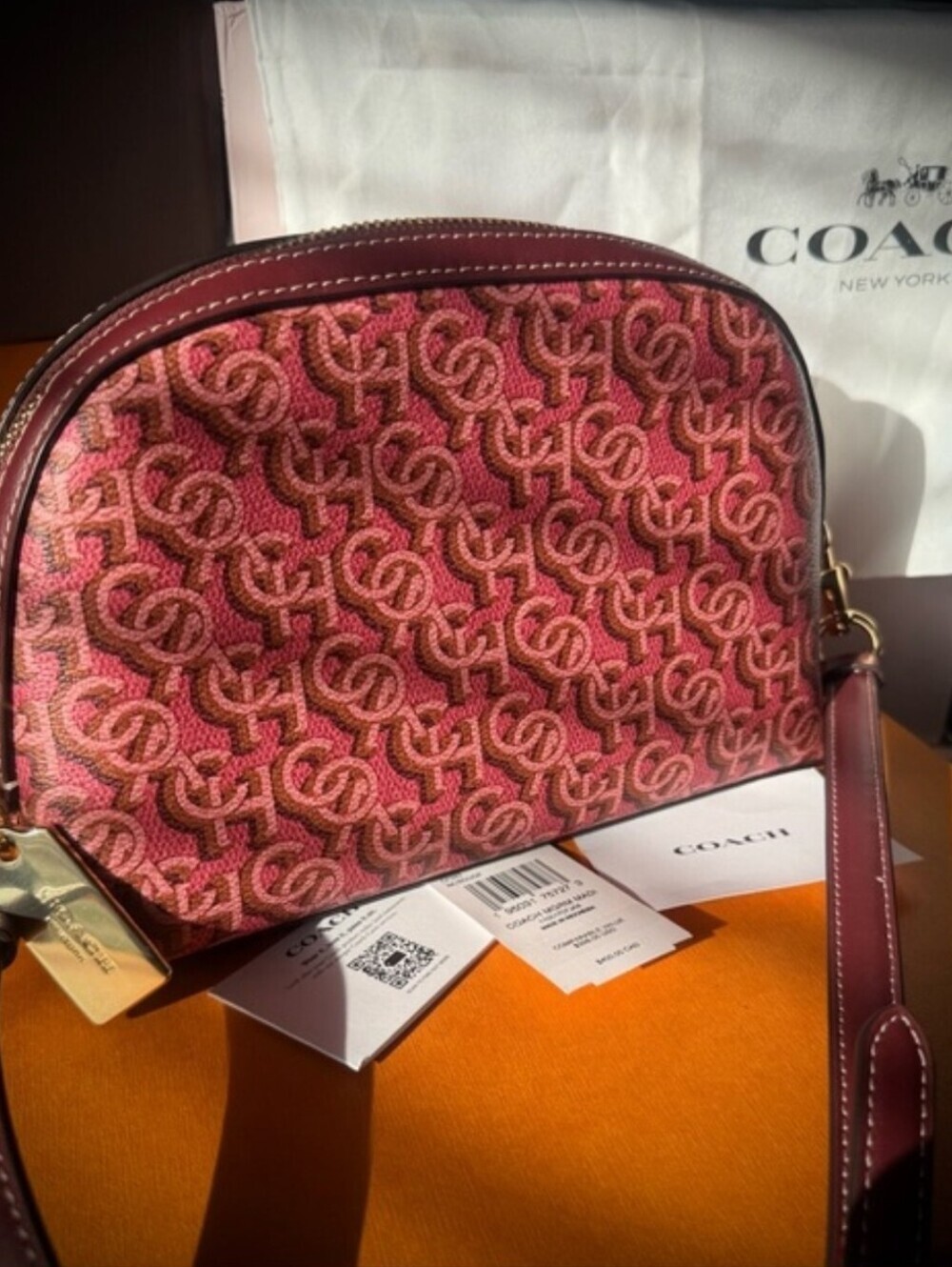 NWT Coach Maddie Dome Crossbody Rouge Multi Signature Print CF343 $328 Retail
